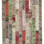 Patchwork Multi Pamuk Üzerine Yün El Dokuma Kilim-201x305