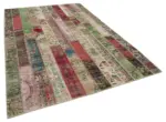 Patchwork Multi Pamuk Üzerine Yün El Dokuma Kilim-201x305 - Görsel 2