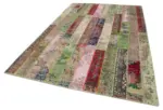 Patchwork Kırmızı Pamuk Üzerine Yün El Dokuma Kilim-200x305 - Görsel 3