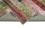 Patchwork Kırmızı Pamuk Üzerine Yün El Dokuma Kilim-200x305 - Görsel 6