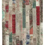 Patchwork Multi Pamuk Üzerine Yün El Dokuma Kilim-199x305