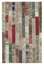 Patchwork Multi Pamuk Üzerine Yün El Dokuma Kilim-199x305
