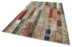 Patchwork Multi Pamuk Üzerine Yün El Dokuma Kilim-199x305 - Görsel 3