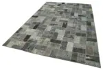 Patchwork Gri Pamuk Üzerine Yün El Dokuma Kilim-202x310 - Görsel 3