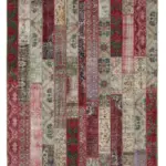 Patchwork Multi Pamuk Üzerine Yün El Dokuma Kilim-203x305