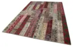 Patchwork Multi Pamuk Üzerine Yün El Dokuma Kilim-203x305 - Görsel 3