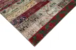 Patchwork Multi Pamuk Üzerine Yün El Dokuma Kilim-203x305 - Görsel 4