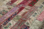 Patchwork Multi Pamuk Üzerine Yün El Dokuma Kilim-203x305 - Görsel 5