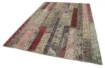 Patchwork Multi Pamuk Üzerine Yün El Dokuma Kilim-202x298 - Görsel 3