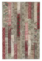 Patchwork Multi Pamuk Üzerine Yün El Dokuma Kilim-203x304