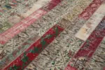 Patchwork Multi Pamuk Üzerine Yün El Dokuma Kilim-203x304 - Görsel 5