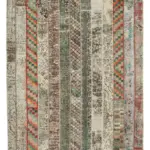 Patchwork Multi Pamuk Üzerine Yün El Dokuma Kilim-201x305