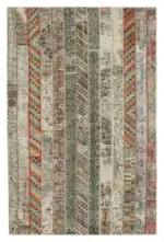 Patchwork Multi Pamuk Üzerine Yün El Dokuma Kilim-201x305
