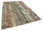 Patchwork Multi Pamuk Üzerine Yün El Dokuma Kilim-201x305 - Görsel 2