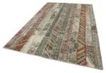 Patchwork Multi Pamuk Üzerine Yün El Dokuma Kilim-201x305 - Görsel 3