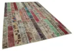 Patchwork Multi Pamuk Üzerine Yün El Dokuma Kilim-204x308 - Görsel 2
