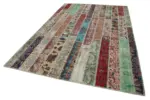 Patchwork Multi Pamuk Üzerine Yün El Dokuma Kilim-204x308 - Görsel 3