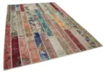 Patchwork Multi Pamuk Üzerine Yün El Dokuma Kilim-206x306 - Görsel 2