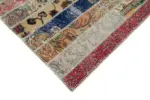 Patchwork Kırmızı Pamuk Üzerine Yün El Dokuma Kilim-203x307 - Görsel 4