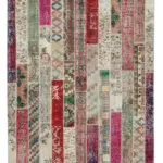 Patchwork Multi Pamuk Üzerine Yün El Dokuma Kilim-203x308