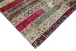Patchwork Multi Pamuk Üzerine Yün El Dokuma Kilim-203x308 - Görsel 4
