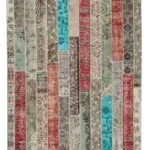 Patchwork Multi Pamuk Üzerine Yün El Dokuma Kilim-204x306