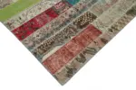 Patchwork Multi Pamuk Üzerine Yün El Dokuma Kilim-203x308 - Görsel 4