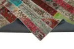 Patchwork Multi Pamuk Üzerine Yün El Dokuma Kilim-203x308 - Görsel 6