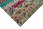 Patchwork Multi Pamuk Üzerine Yün El Dokuma Kilim-204x306 - Görsel 4