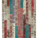 Patchwork Multi Pamuk Üzerine Yün El Dokuma Kilim-204x308