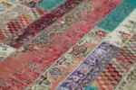 Patchwork Multi Pamuk Üzerine Yün El Dokuma Kilim-204x308 - Görsel 5