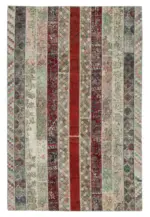 Patchwork Multi Pamuk Üzerine Yün El Dokuma Kilim-202x308