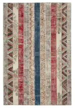 Patchwork Multi Pamuk Üzerine Yün El Dokuma Kilim-203x308