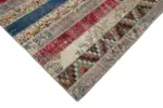 Patchwork Multi Pamuk Üzerine Yün El Dokuma Kilim-203x308 - Görsel 4