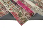 Patchwork Kırmızı Pamuk Üzerine Yün El Dokuma Kilim-205x305 - Görsel 6