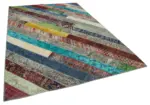 Patchwork Multi Pamuk Üzerine Yün El Dokuma Kilim-204x305 - Görsel 2