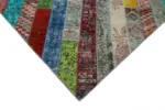 Patchwork Multi Pamuk Üzerine Yün El Dokuma Kilim-204x305 - Görsel 4