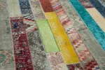 Patchwork Multi Pamuk Üzerine Yün El Dokuma Kilim-204x305 - Görsel 5
