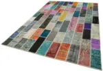 Patchwork Multi Pamuk Üzerine Yün El Dokuma Kilim-206x306 - Görsel 3