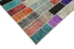Patchwork Multi Pamuk Üzerine Yün El Dokuma Kilim-206x306 - Görsel 4