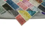 Patchwork Multi Pamuk Üzerine Yün El Dokuma Kilim-206x306 - Görsel 6