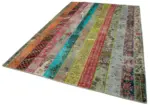 Patchwork Multi Pamuk Üzerine Yün El Dokuma Kilim-203x304 - Görsel 3