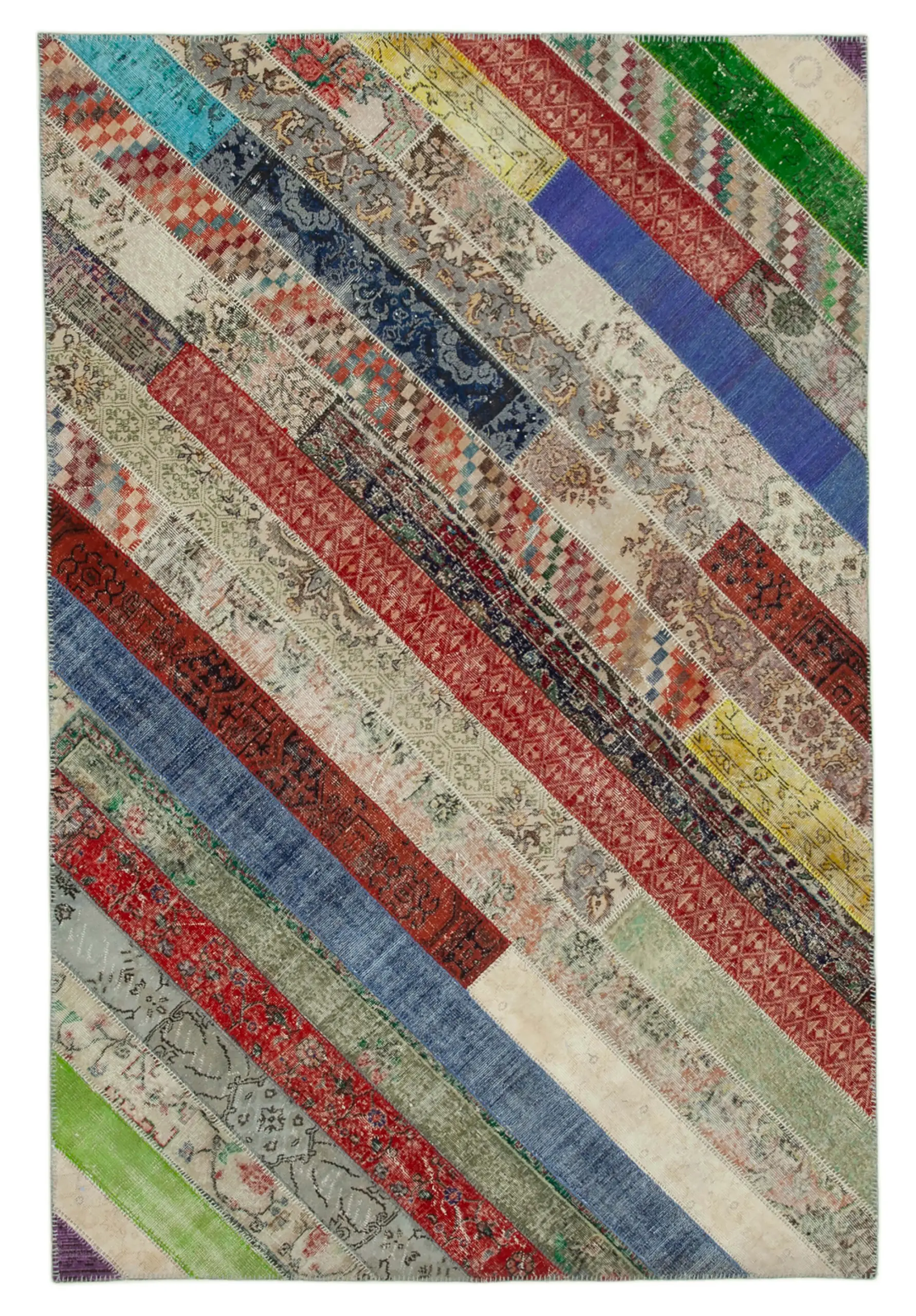 Rc_31026_0_Multicolor_Modern_Design_Patchwork_Rugs Patchwork Multi Pamuk Üzerine Yün El Dokuma Kilim-204x308 - Görsel 1