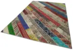 Patchwork Multi Pamuk Üzerine Yün El Dokuma Kilim-204x308 - Görsel 3