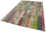 Patchwork Kırmızı Pamuk Üzerine Yün El Dokuma Kilim-200x305 - Görsel 3