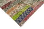 Patchwork Kırmızı Pamuk Üzerine Yün El Dokuma Kilim-200x305 - Görsel 4