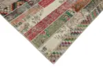 Patchwork Kırmızı Pamuk Üzerine Yün El Dokuma Kilim-203x306 - Görsel 4