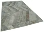 Patchwork Gri Pamuk Üzerine Yün El Dokuma Kilim-197x321 - Görsel 2