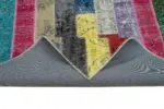 Patchwork Multi Pamuk Üzerine Yün El Dokuma Kilim-197x305 - Görsel 6