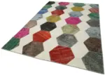 Patchwork Multi Pamuk Üzerine Yün El Dokuma Kilim-195x288 - Görsel 3